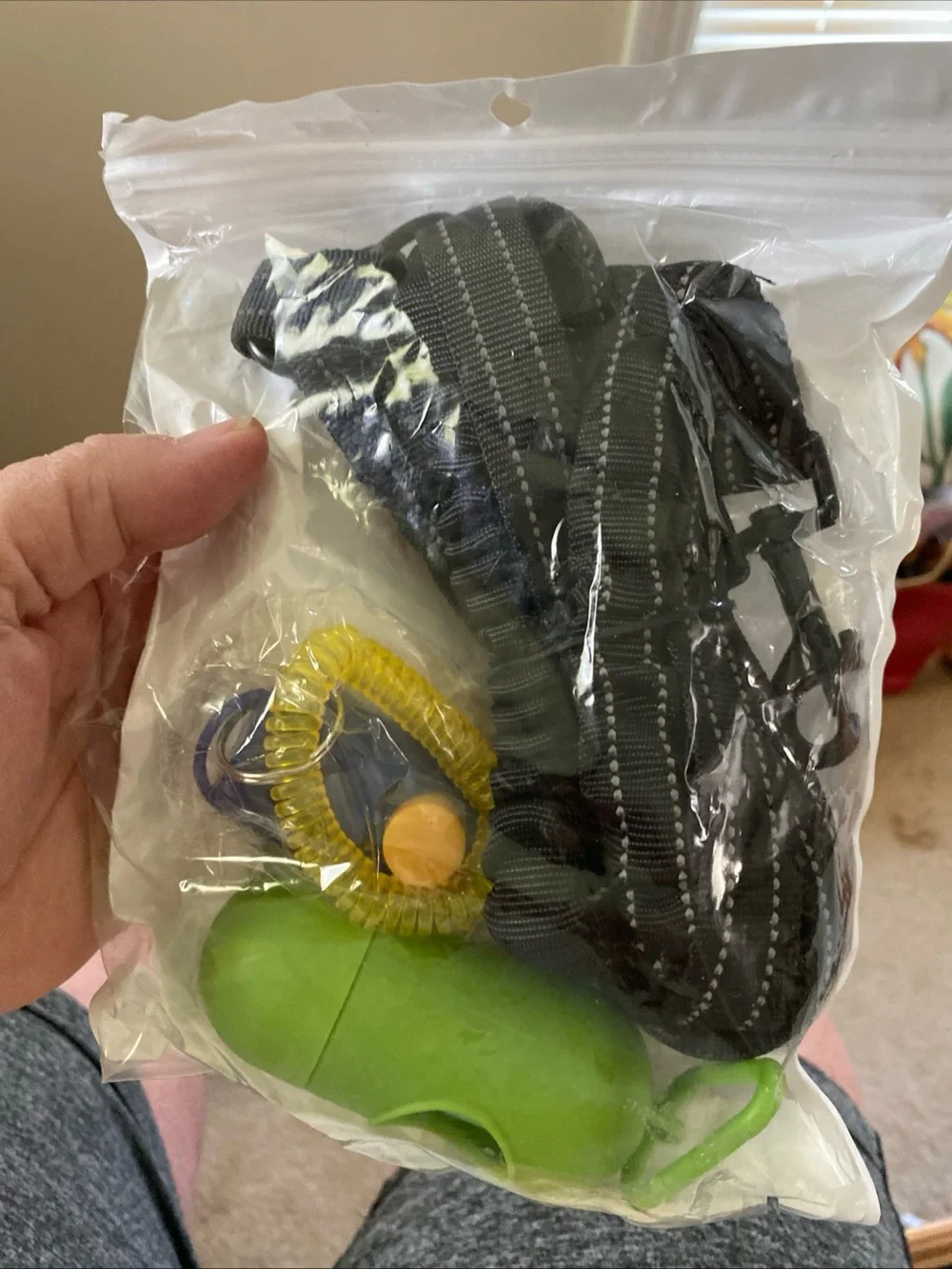 Dual  Reflective Dog Leash with Green Waste Bag Dispenser. Tangle free